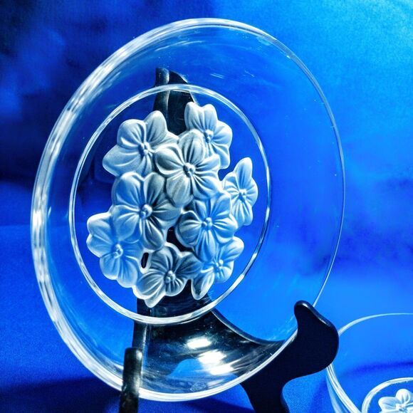 2 Sasaki Etched Crystal Dessert/Nut Bowls - Cherry Blossom - Picture 5 of 11